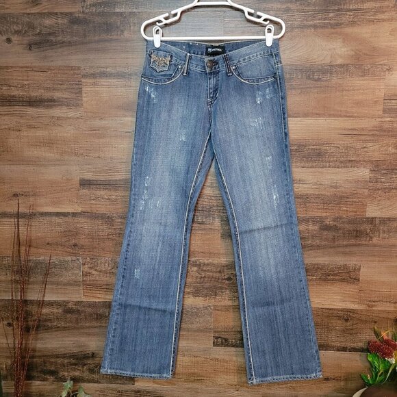 Vtg Petrol Carson Jeans Size 4 Low Rise Relaxed Bootcut Ripped Western Y2K NWT - Picture 1 of 10